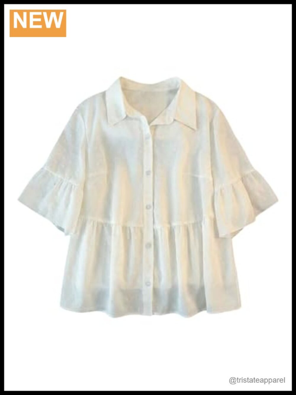 Plus Size Swiss Dots Babydoll Blouse Peplum Ruffle Short Sleeve